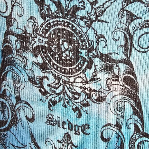 Sledge USA Vintage Y2K Graphic Tie Dye Elbow Sleeve Combed Cotton Embellished - Picture 5 of 6